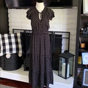 Old Navy black with white polka dot maxi dress